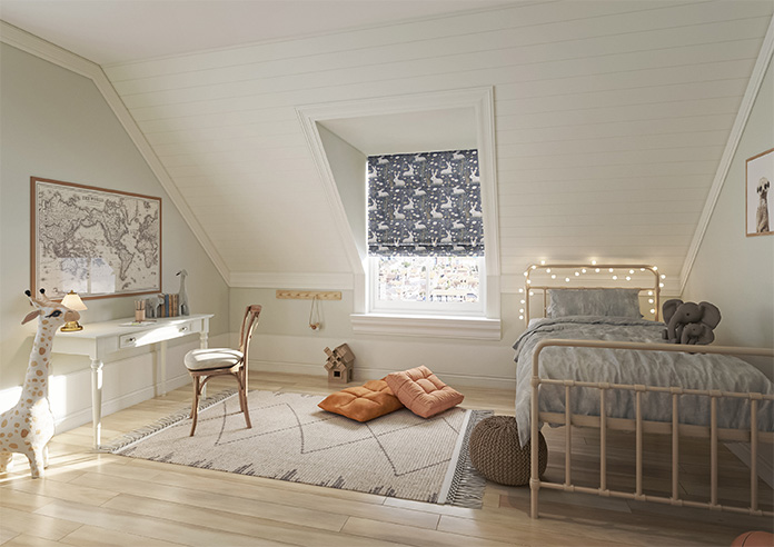 Bunny Meadows, Moonlit Grey - Motorised Roman Blind - Image 6